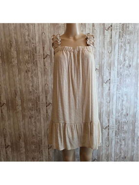 Sweet Wanderer Beige Ruffled Mini Dress M